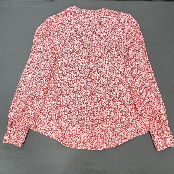 Boden Women Red White Floral Viscose Long Sleeve Blouse Top Sz US 12 Button Up - Picture 2 of 6